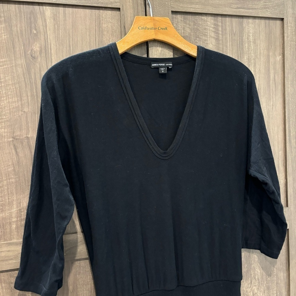 James Perse Los Angeles Mixed Media Dolman Blouson Dress Size 0 (XS) Black - Picture 6 of 13